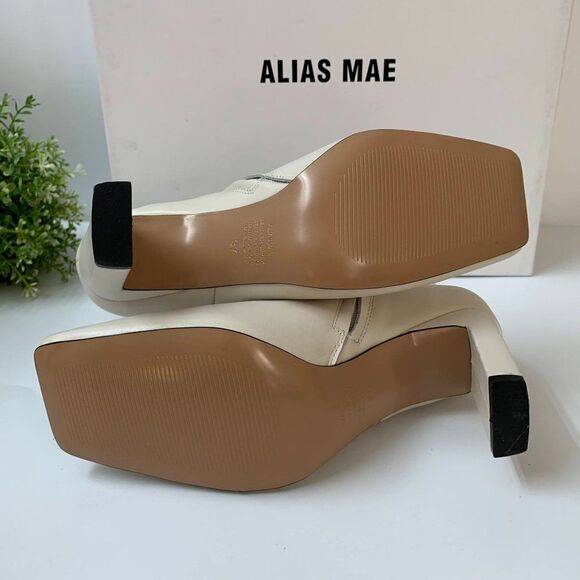 Alias Mae Yolanda Bootie Sz 37EU/6US in Bone Ivory Leather Square Toe - Picture 7 of 12